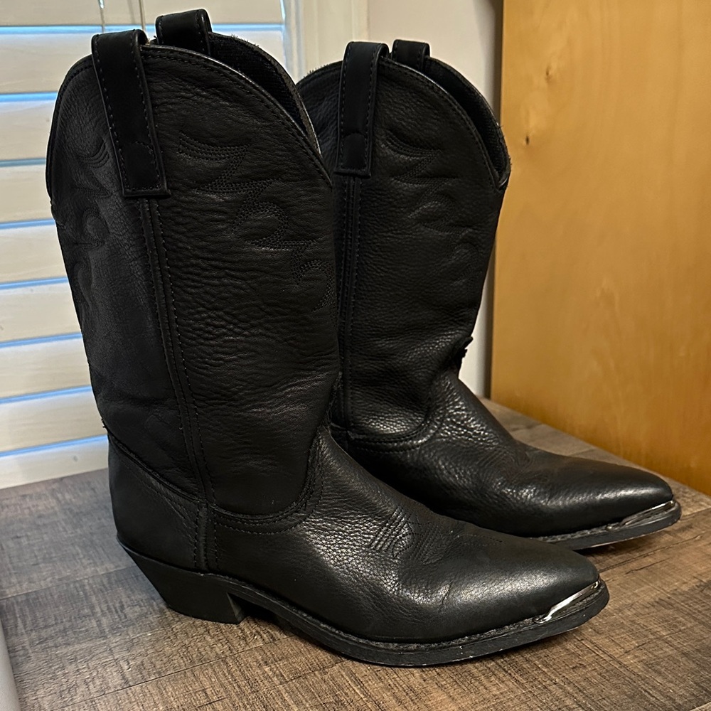 Black Leather Cowboy Boots